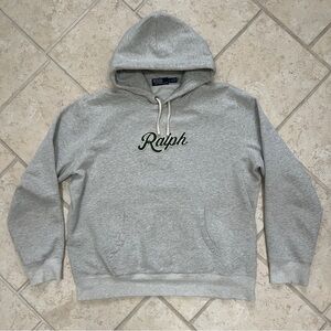 Polo by Ralph Lauren Gray Hooded Sweatshirt with Green 'Ralph' Script